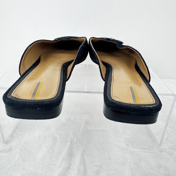 Sam Edelman New York Women's 8.5 Lavina Black Linen Buckle Square Toe Mule Slide - Picture 11 of 11